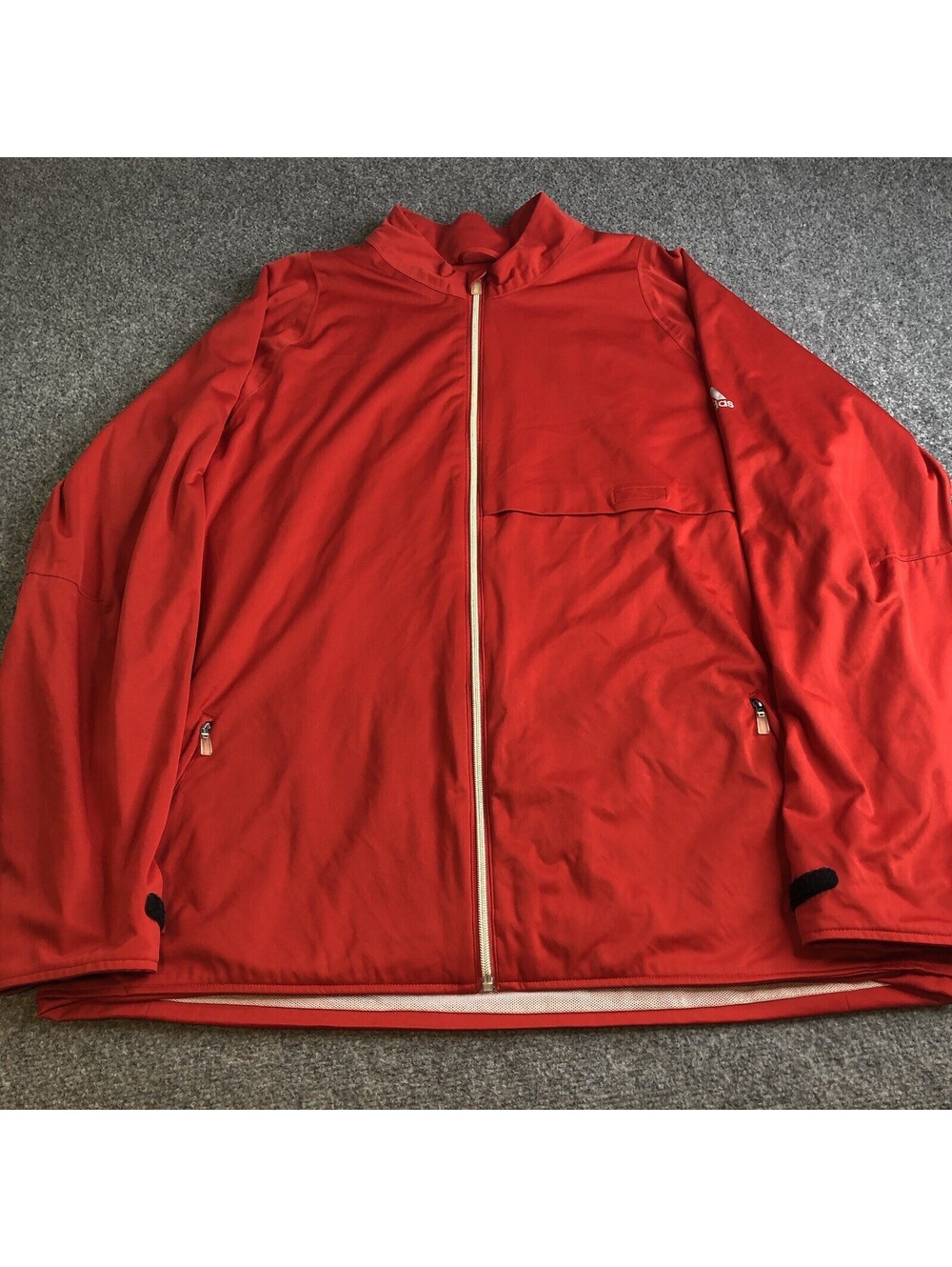 Adidas ClimaProof Wind Jacket Mens XXL Red Full Zip Golf Windbreaker Lined